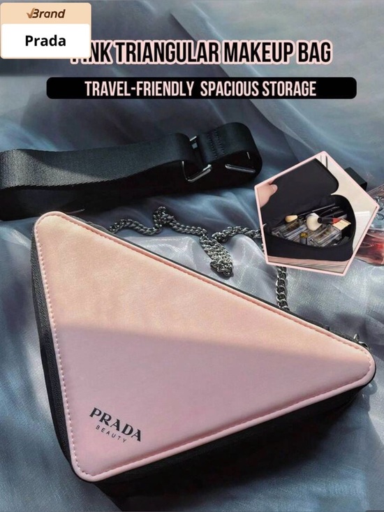 Prada Handbags - New Arrivals! Prada Beauty Pale Pink & Black Triangular Cosmetic Case .